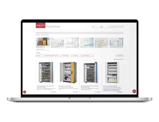 asecos: Produktfinder mit neuen Funktionen