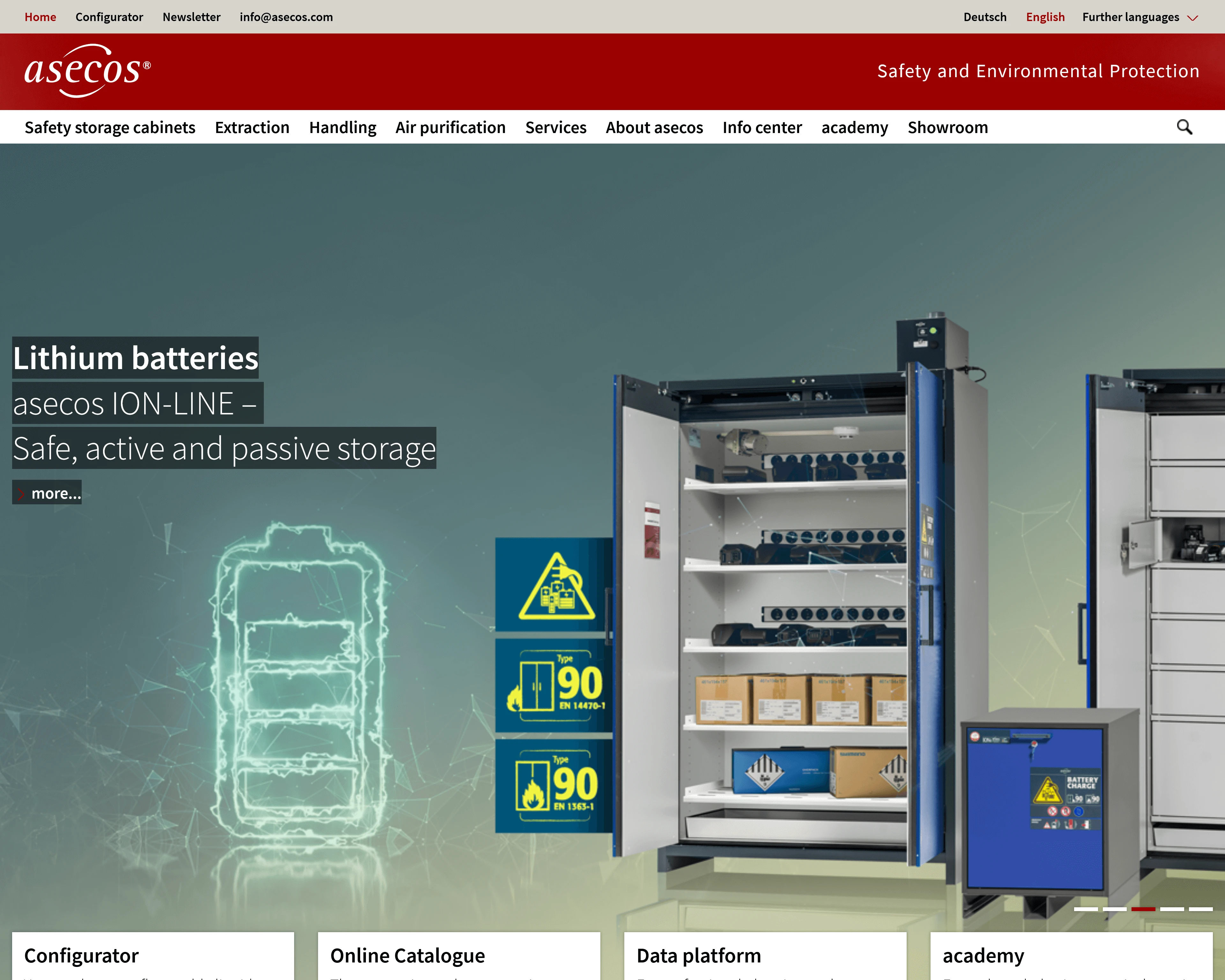 Screenshot of the online product configurator from asecos.
