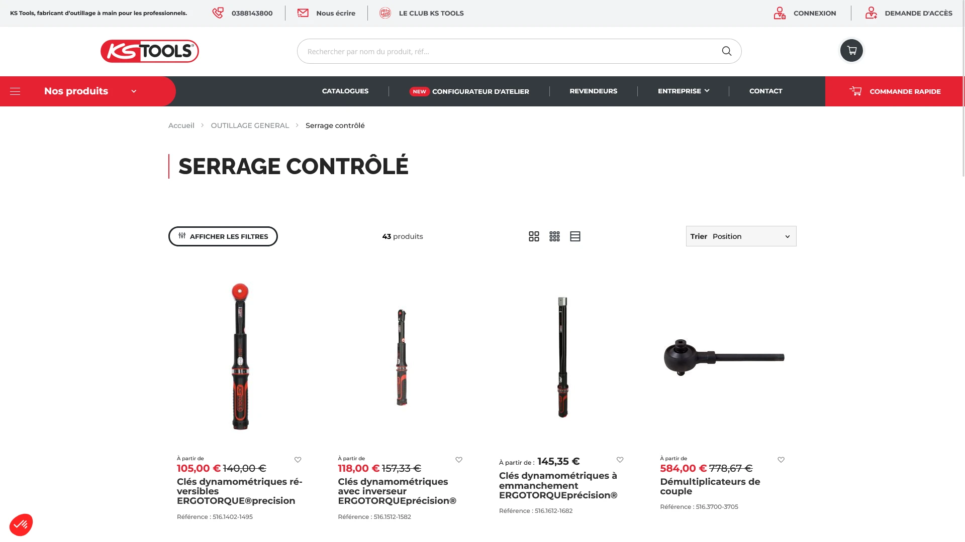Screenshot of the KS Tools SAS online store.