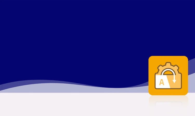 The symbol is unicolor orange and shows a cogwheel with an arrow leading into it from top to bottom. There is a large 