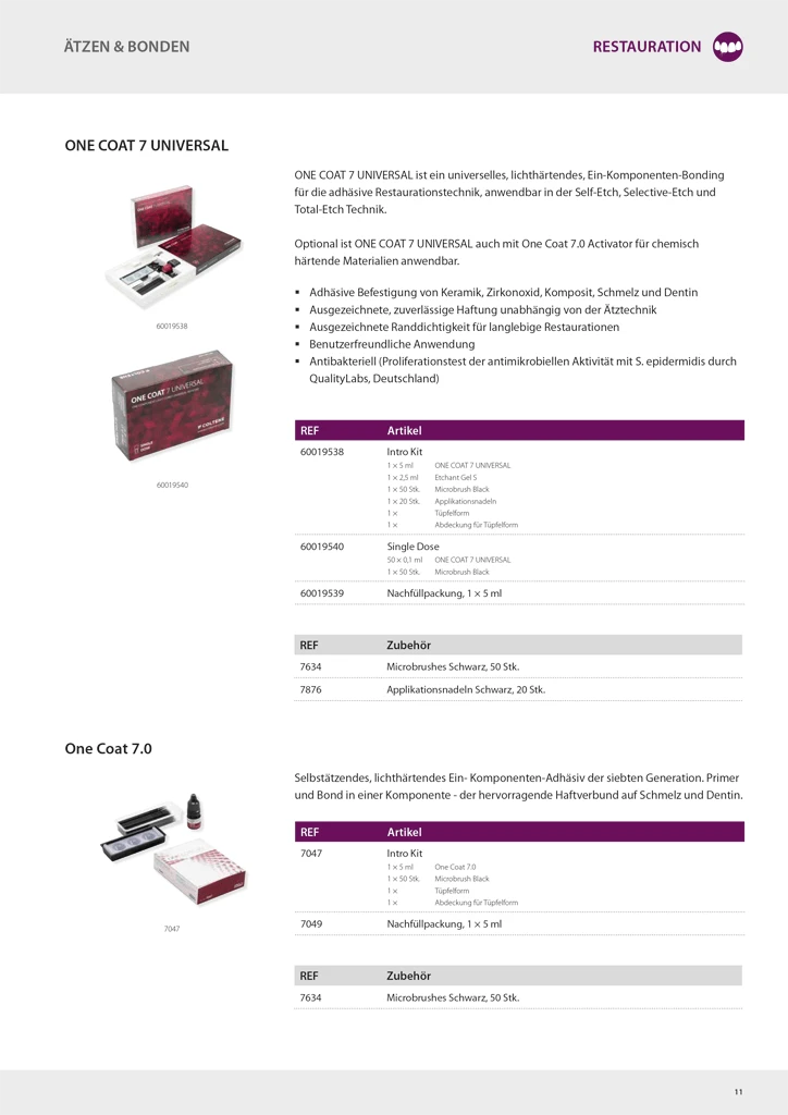 Page du catalogue Restauration de COLTENE contenant des informations de produits issues de la base de données crossbase.