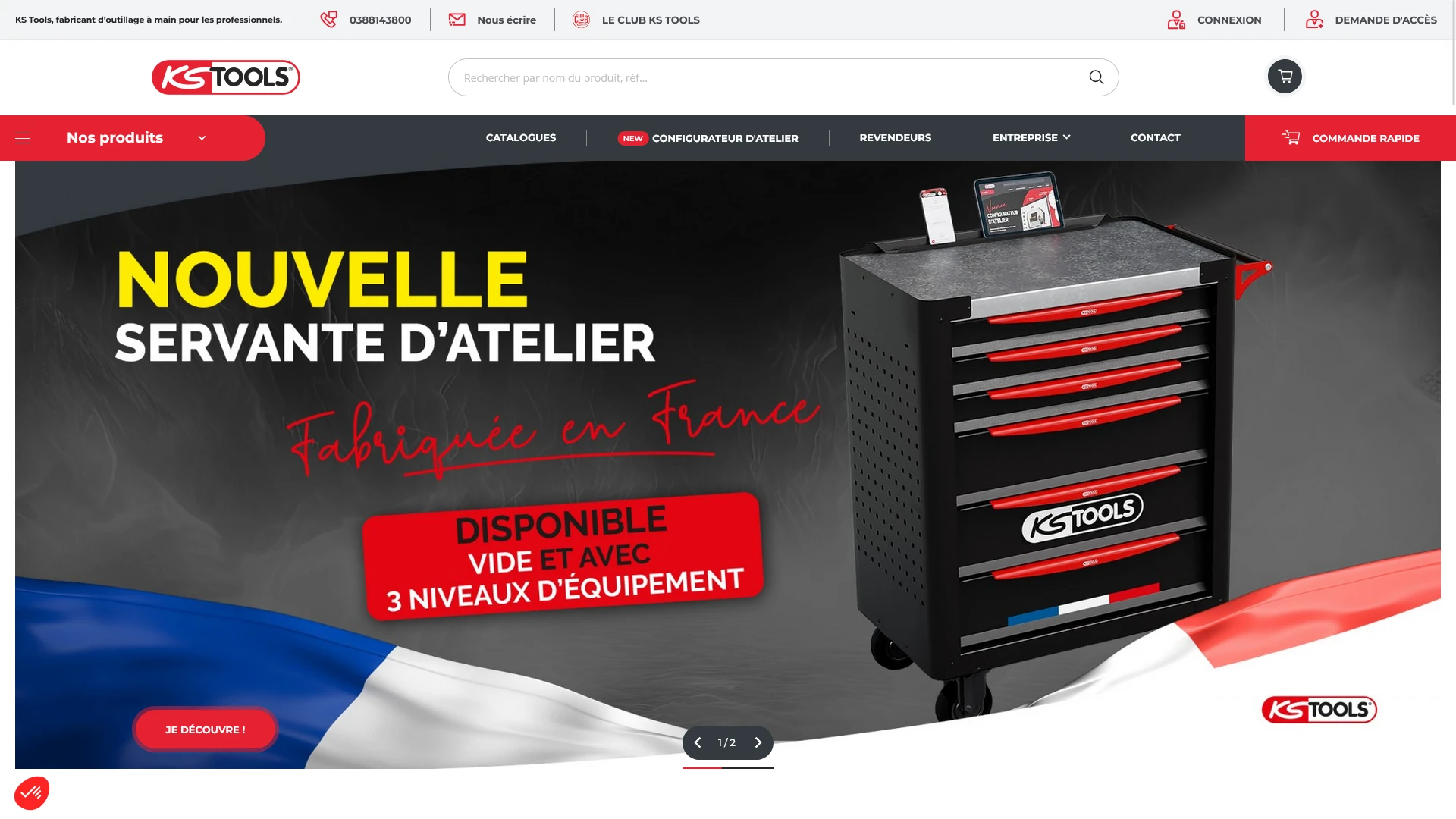 Capture d'écran de la boutique en ligne KS Tools.