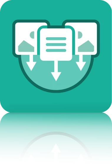 L'icône est verte unicolore et montre une boîte de dialogue avec des lignes de texte, flanquée de deux autres icônes de dialogue. Il est représenté dans un carré aux coins arrondis. Cette icône représente le Sales Information Service de crossbase.