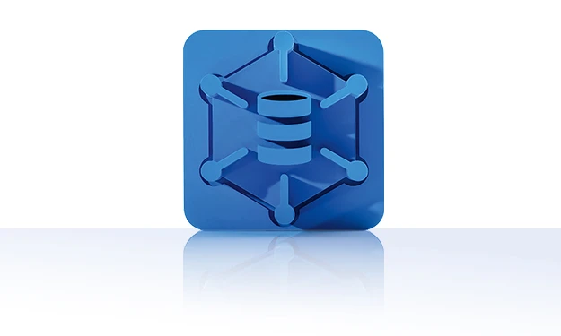 Le symbole est bleu unicolore et représente une base de données stylisée, à partir de laquelle six lignes mènent aux sommets d'un hexagone environnant. Des points se trouvent aux coins de l'hexagone et le symbole est entouré d'un carré aux coins arrondis. Il représente la base de données de produits de crossbase.